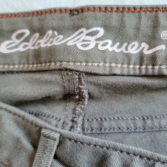 EUC EDDIE BAUER SLIGHTLY CURVY SKINNY ANKLE ARMY GREEN JEANS SZ 12 PETITE - Picture 15 of 16